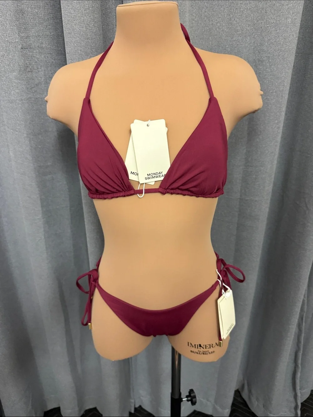 Monday Swimwear Wine Red Triangle String Bikini